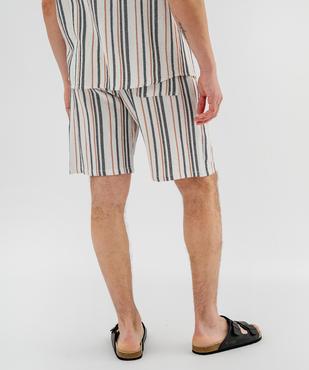 Bermuda rayé en textile de coton tissé homme vue4 - GEMO 4G HOMME - GEMO