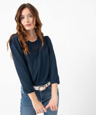 Tee-shirt femme à manches longues en maille texturée vue1 - GEMO(FEMME PAP) - GEMO