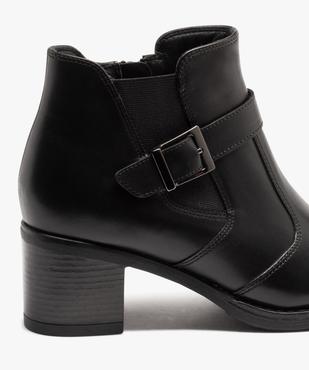 Boots femme dessus en cuir uni à talon carré vue6 - GEMO(URBAIN) - GEMO
