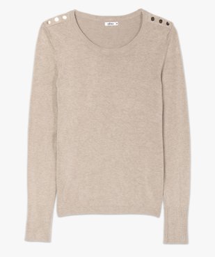 Pull femme en maille fine à col rond et boutons sur les épaules vue4 - GEMO(FEMME PAP) - GEMO
