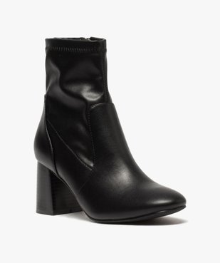Boots femme unies à talon carré et col ajusté vue2 - GEMO(URBAIN) - GEMO
