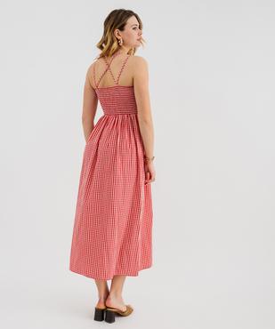 Robe longue à fines bretelles à motif vichy femme vue3 - GEMO(FEMME PAP) - GEMO