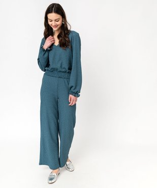 Blouse manches longues en maille extensible texturée imprimée femme vue5 - GEMO(FEMME PAP) - GEMO