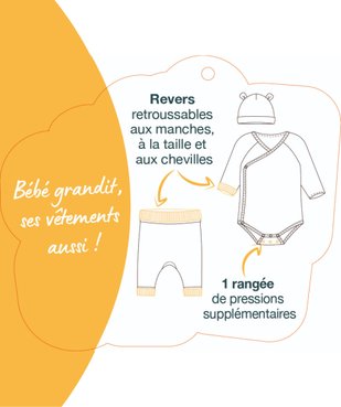 Ensemble naissance évolutif 3 pièces bébé fille vue7 - GEMO 4G BEBE - GEMO