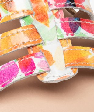 Sandales fille en cuir dessus fleurs multicolores vue6 - GEMO (ENFANT) - GEMO