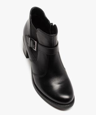 Boots femme dessus en cuir uni à talon carré vue5 - GEMO(URBAIN) - GEMO