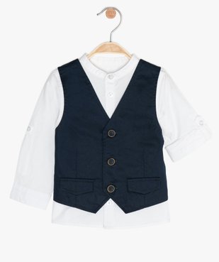 Chemise bébé garçon avec faux gilet sur l’avant vue1 - GEMO(BEBE DEBT) - GEMO