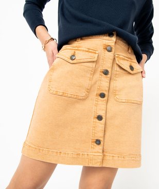 Jupe en jean colorée avec fermeture boutons femme vue2 - GEMO(FEMME PAP) - GEMO
