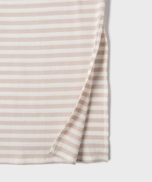 Robe tee-shirt longue en maille côtelée rayée fille vue3 - GEMO 4G FILLE - GEMO