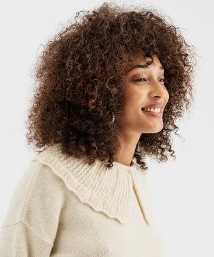 Pull à grand col fantaisie ajouré femme vue3 - GEMO(FEMME PAP) - GEMO