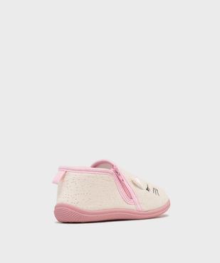Chaussons en velours à paillettes et tête de chat brodée fille vue4 - GEMO 4G FILLE - GEMO