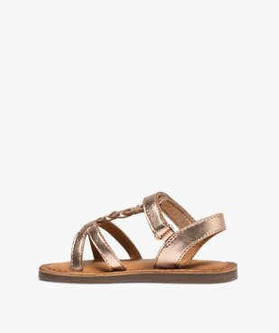 Sandales bébé fille à scratch brides tressées métallisées vue3 - GEMO(BEBE DEBT) - GEMO