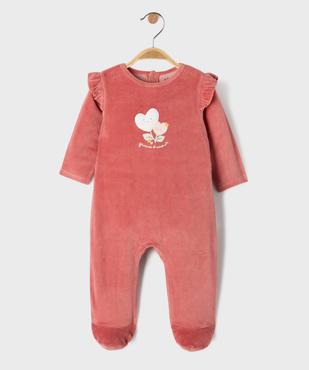 Pyjama en velours à épaules volantées et pont-dos pressionné bébé vue1 - GEMO 4G BEBE - GEMO