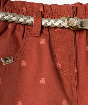 Pantalon bébé fille coupe carotte avec motif et ceinture tressée - LuluCastagnette vue2 - LULUCASTAGNETTE - GEMO