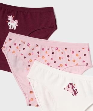 Culottes en coton biologique à motifs licornes fille (lot de 3) vue2 - GEMO 4G FILLE - GEMO