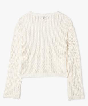 Pull court et loose en large maille ajourée fille vue3 - GEMO 4G FILLE - GEMO