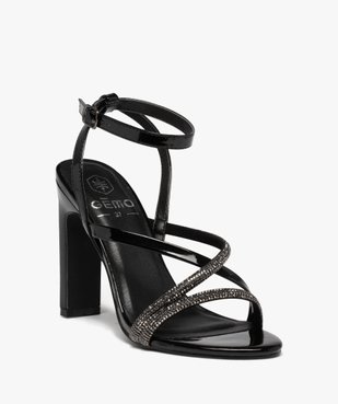 Sandales femme à talon haut dessus vernis et strass vue3 - GEMO(URBAIN) - GEMO