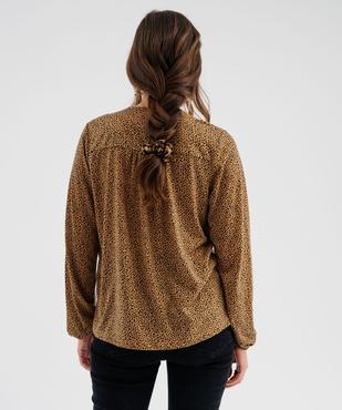 Tee-shirt manches longues imprimé col V fantaisie femme vue4 - GEMO 4G FEMME - GEMO