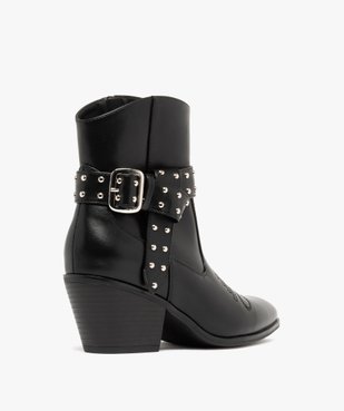 Boots femme à talon cubain santiags bout surpiqué avec brides fantaisie cloutées vue5 - FOLLOW ME - GEMO