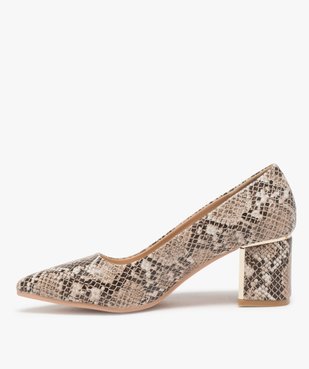 Escarpins femme bout pointu et talon large à détail brillant et motif animalier vue3 - GEMO(URBAIN) - GEMO