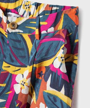 Pantalon large et fluide en viscose imprimé tropical fille vue2 - GEMO 4G FILLE - GEMO