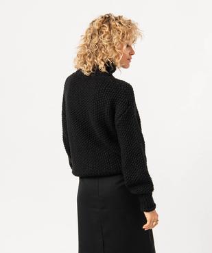 Pull à col montant en maille fantaisie femme vue3 - GEMO(FEMME PAP) - GEMO