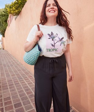 Tee-shirt femme grande taille avec motif brodé vue1 - GEMO (G TAILLE) - GEMO
