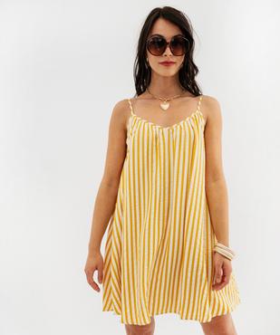 Robe courte rayée à fines bretelles femme vue1 - GEMO(FEMME PAP) - GEMO