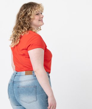Tee-shirt femme grande taille à manches courtes et col V vue3 - GEMO (G TAILLE) - GEMO