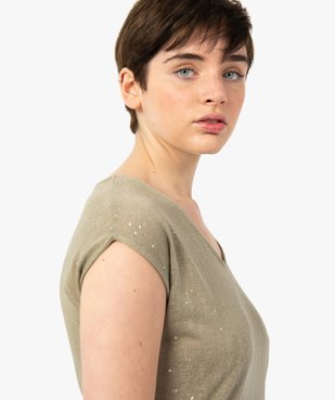 Tee-shirt femme sans manches en maille à motifs brillants vue2 - GEMO(FEMME PAP) - GEMO