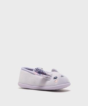 Chaussons ballerines en velours imprimés à détails en relief fille vue3 - GEMO (ENFANT) - GEMO