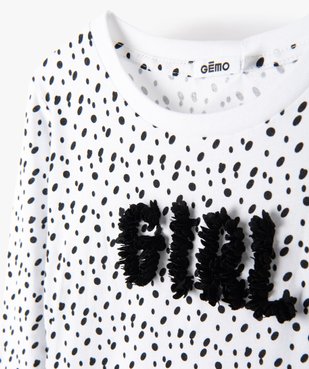 Tee-shirt fille à pois et motif en relief vue2 - GEMO (ENFANT) - GEMO