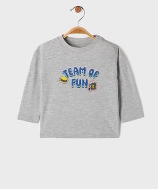 Tee-shirt manches longues en jersey de coton flammé imprimé bébé garçon  vue1 - GEMO 4G BEBE - GEMO