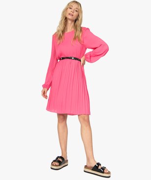 Robe de soirée femme en matière crêpe plissée avec manches longues vue5 - GEMO(FEMME PAP) - GEMO