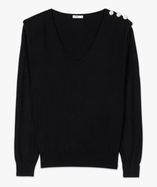 Pull femme fin à col V et boutons en strass vue4 - GEMO(FEMME PAP) - GEMO