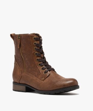 Boots femme zippées à talon plat et tige fantaisie vue2 - GEMO (CASUAL) - GEMO