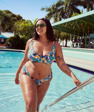 Haut de maillot de bain emboitant fleuri femme grande taille vue1 - GEMO (PLAGE) - GEMO