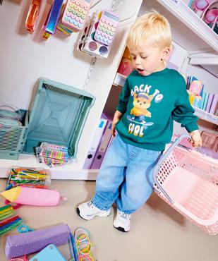 Jean large avec taille élastique bébé garçon vue2 - GEMO(BEBE DEBT) - GEMO