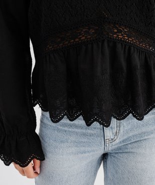 Pull ajouré avec manches chemise femme vue5 - GEMO(FEMME PAP) - GEMO