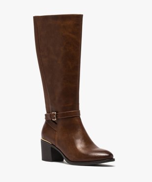 Bottes femme à talon carré dessus uni à détails métallisés vue2 - GEMO(URBAIN) - GEMO