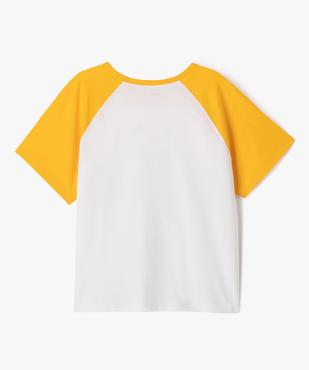 Tee-shirt manches courtes contrastantes coupe large fille vue3 - GEMO 4G FILLE - GEMO