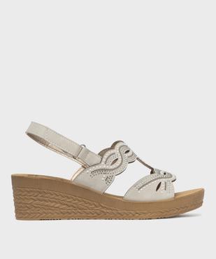 Sandales confort compensées avec perles et strass femme vue1 - G'FLEX - GEMO