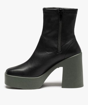 Boots femme sur semelle plateforme et large talon vue3 - GEMO(URBAIN) - GEMO