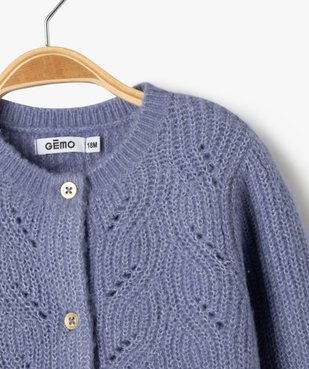 Gilet en maille ajourée à col rond bébé fille vue2 - GEMO(BEBE DEBT) - GEMO