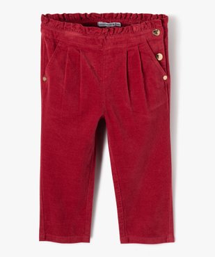 Pantalon en velours avec ceinture froncée bébé fille - LuluCastagnette vue1 - LULUCASTAGNETTE - GEMO