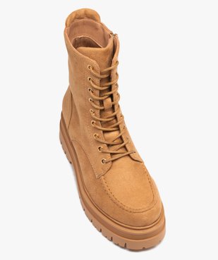 Boots femme unies à semelle épaisse crantée et à zip vue6 - GEMO (CASUAL) - GEMO