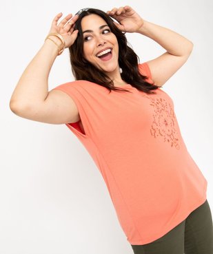 Tee-shirt femme grande taille à manches courtes avec motifs vue2 - GEMO (G TAILLE) - GEMO