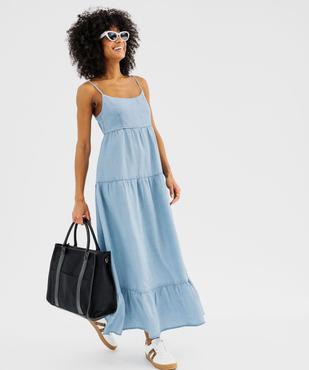 Robe longue à bretelles en denim Lyocell femme vue1 - GEMO(FEMME PAP) - GEMO