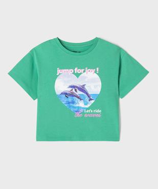 Tee-shirt manches courtes oversize à motif fille vue1 - GEMO 4G FILLE - GEMO