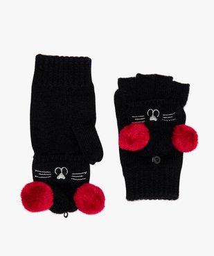 Moufles fille 2-en-1 à motif chat et pompons vue2 - GEMO (ENFANT) - GEMO